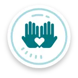 heart and hands, our values icon